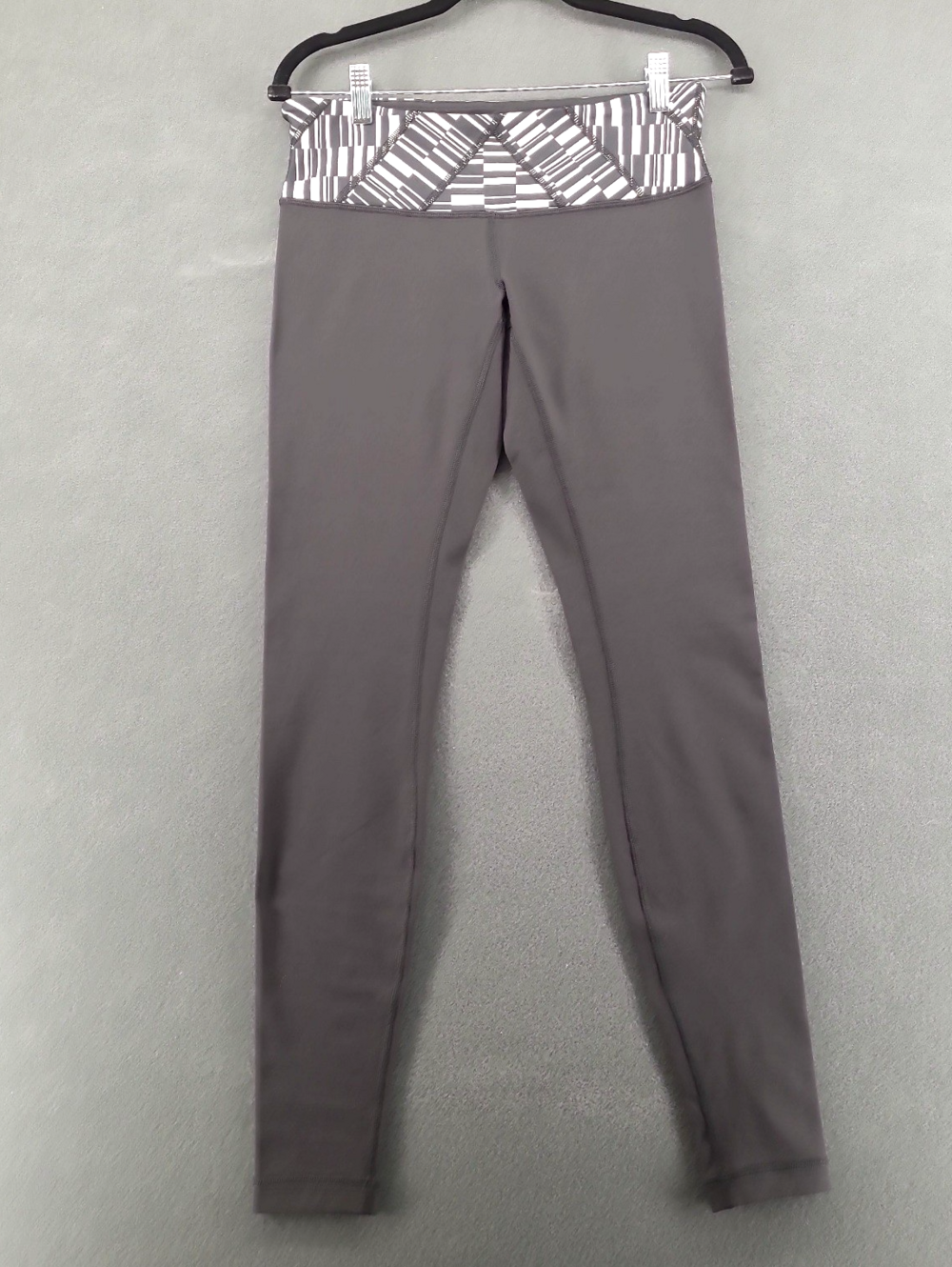 Lululemon Wunder Under Tight Pants Black White Crosshatch Waist Leggings Womens